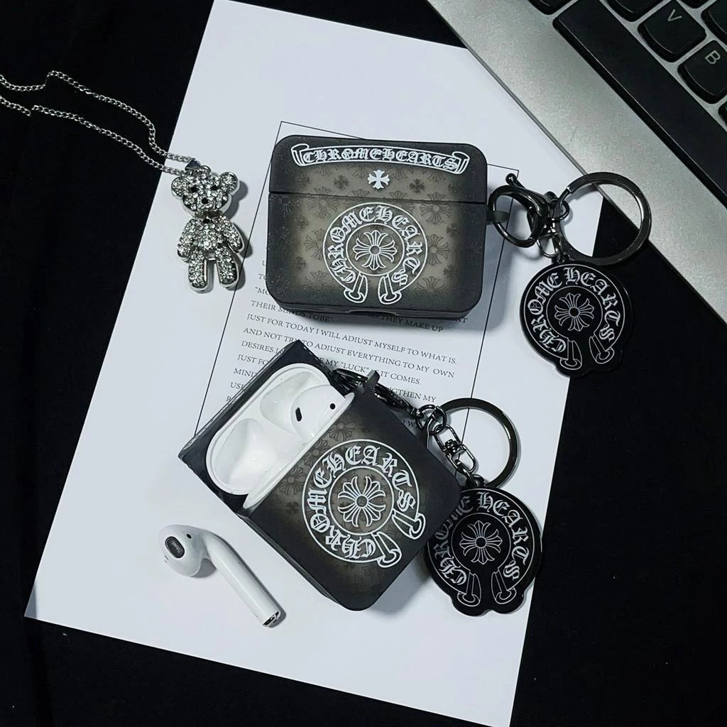 Black Chrome AirPods Case with Charm