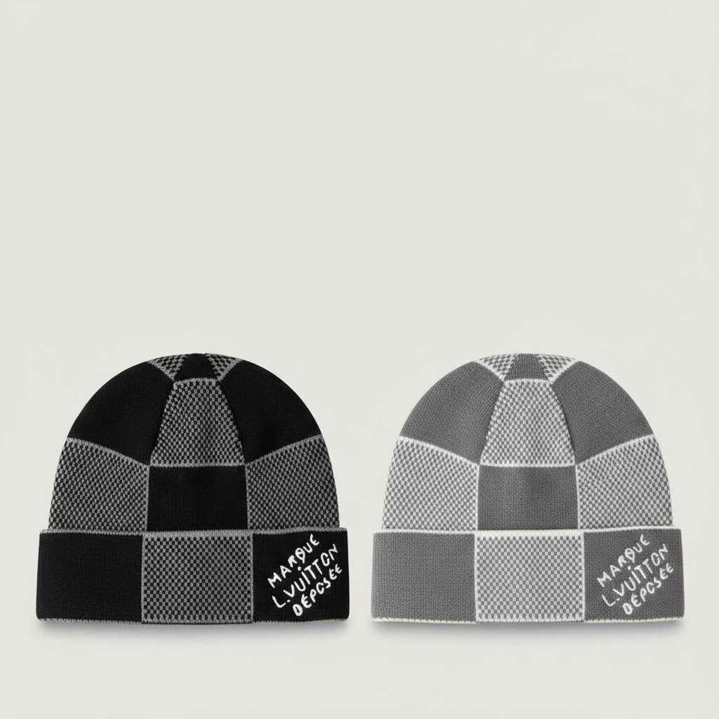 Damier Check Beanie Black Grey