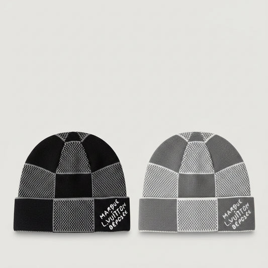 Damier Check Beanie Black Grey