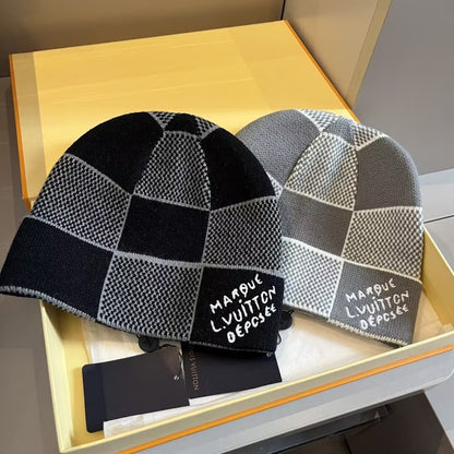 Damier Check Beanie Black Grey
