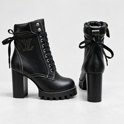 Star Trail Leather Boots - Black