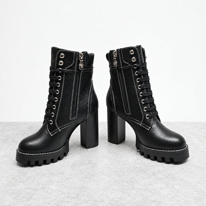 Star Trail Leather Boots - Black