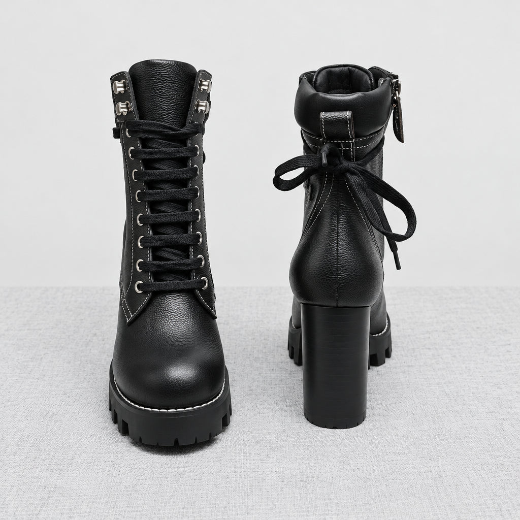 Star Trail Leather Boots - Black