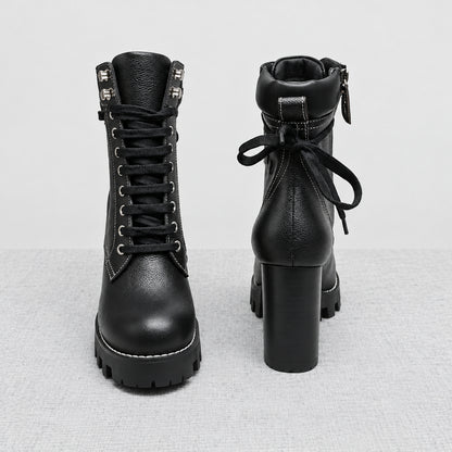 Star Trail Leather Boots - Black