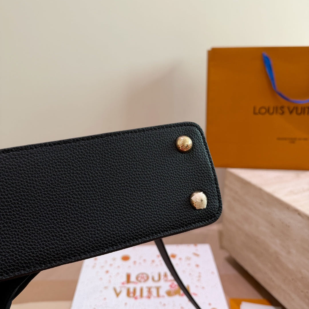 Leather Bag With Gold Silver Charm