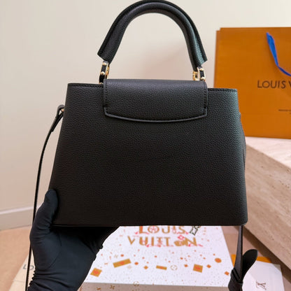 Leather Bag With Gold Silver Charm