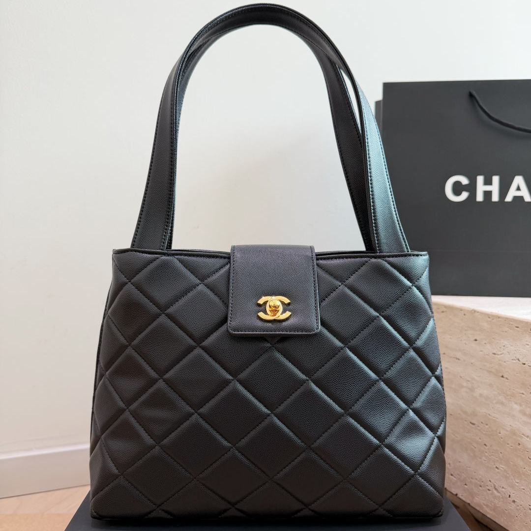 Caviar Leather Diamond Flap Tote