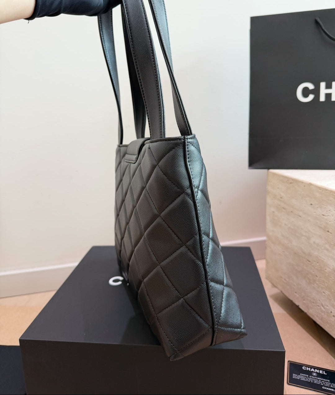Caviar Leather Diamond Flap Tote