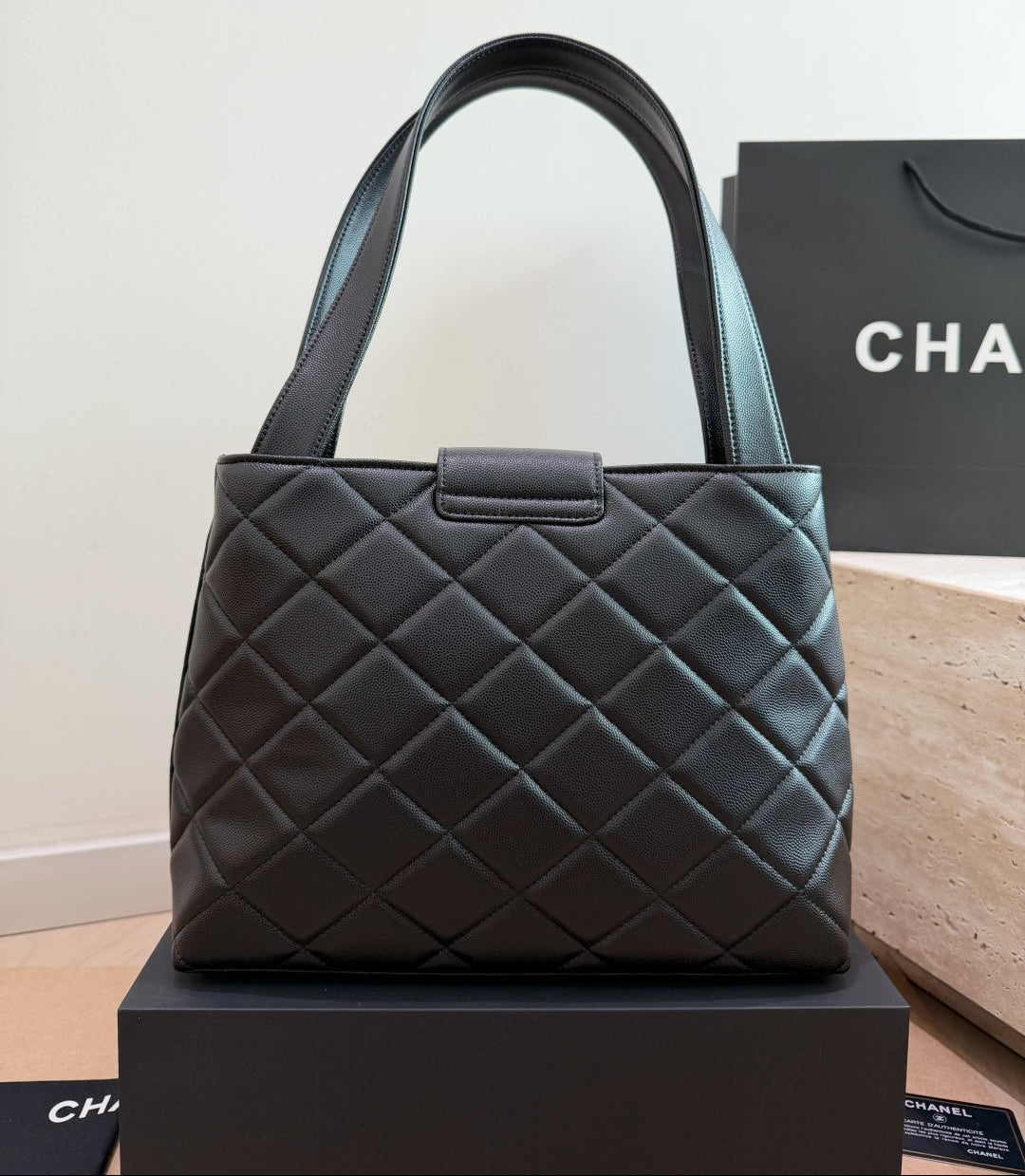 Caviar Leather Diamond Flap Tote