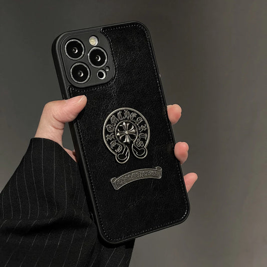 Embossed Black Leather Look Case