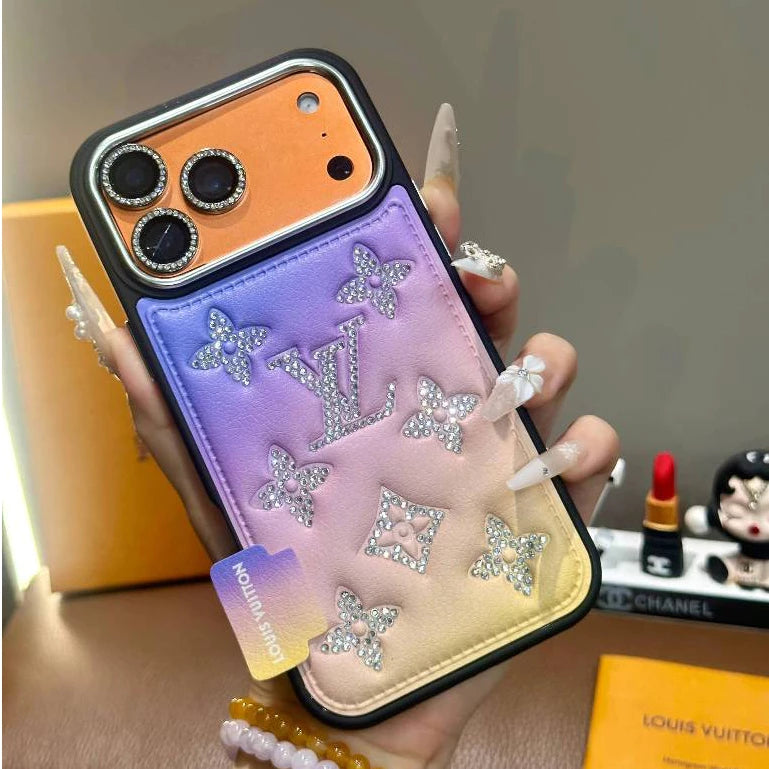 Luxury Gradient Crystal Monogram iPhone Case