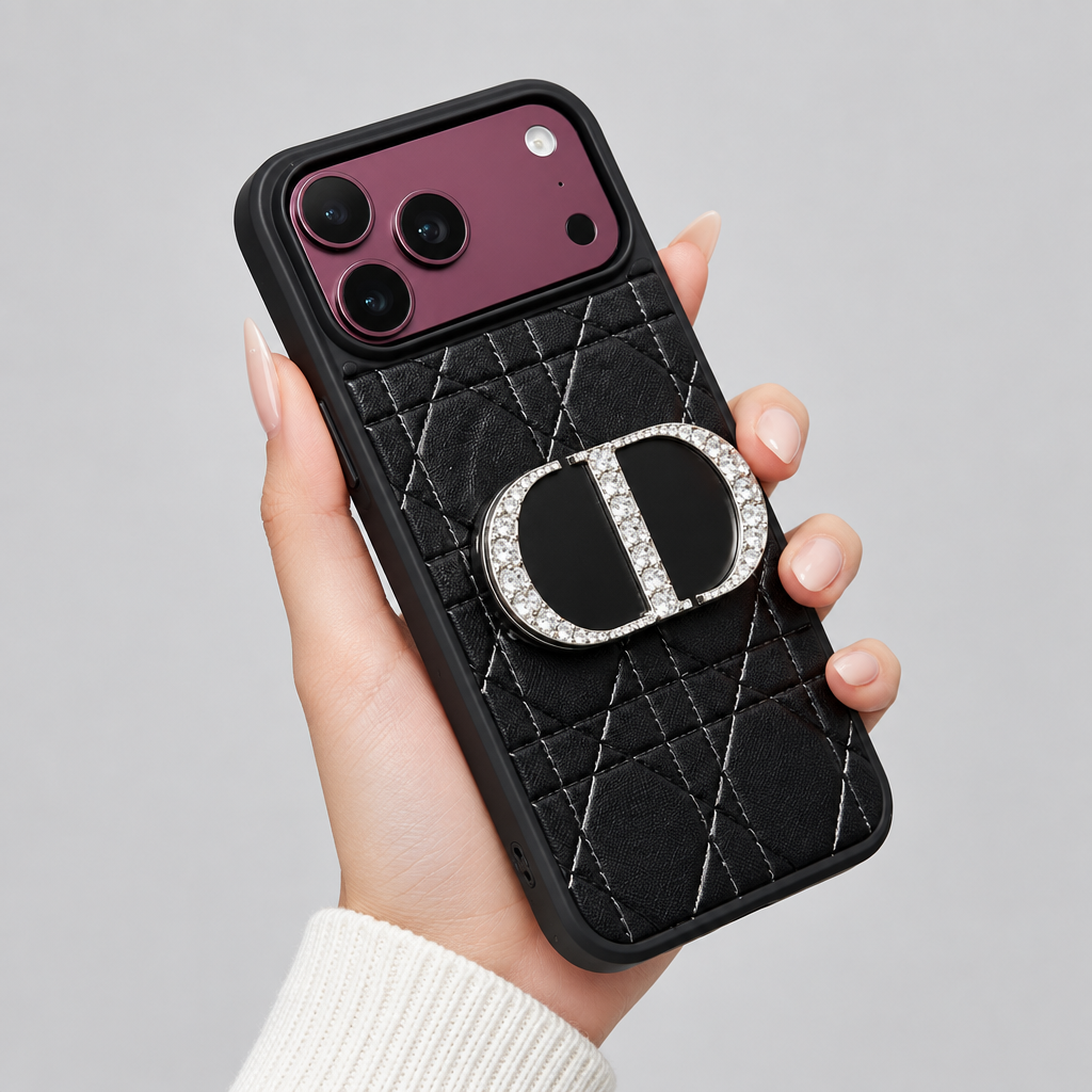 Quilted Leather Mirror Phone Case – iPhone 15–18