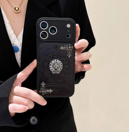 Gothic Emblem Black Leather Look  Case