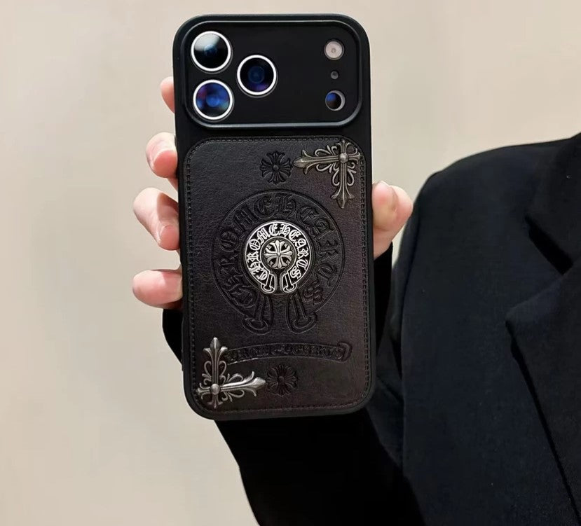Gothic Emblem Black Leather Look  Case