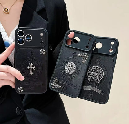 Gothic Emblem Black Leather Look  Case