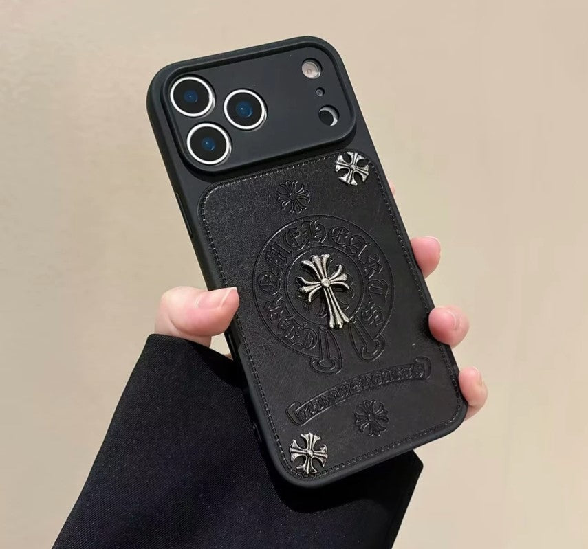 Gothic Emblem Black Leather Look  Case