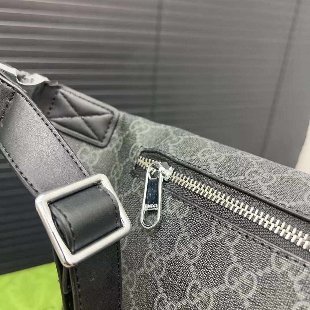 G Canvas Leather Belt Bag - Grey/Black