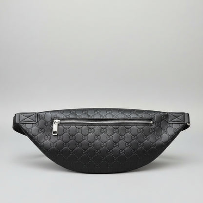 Embossed G Leather Belt Bag - Grey/Black
