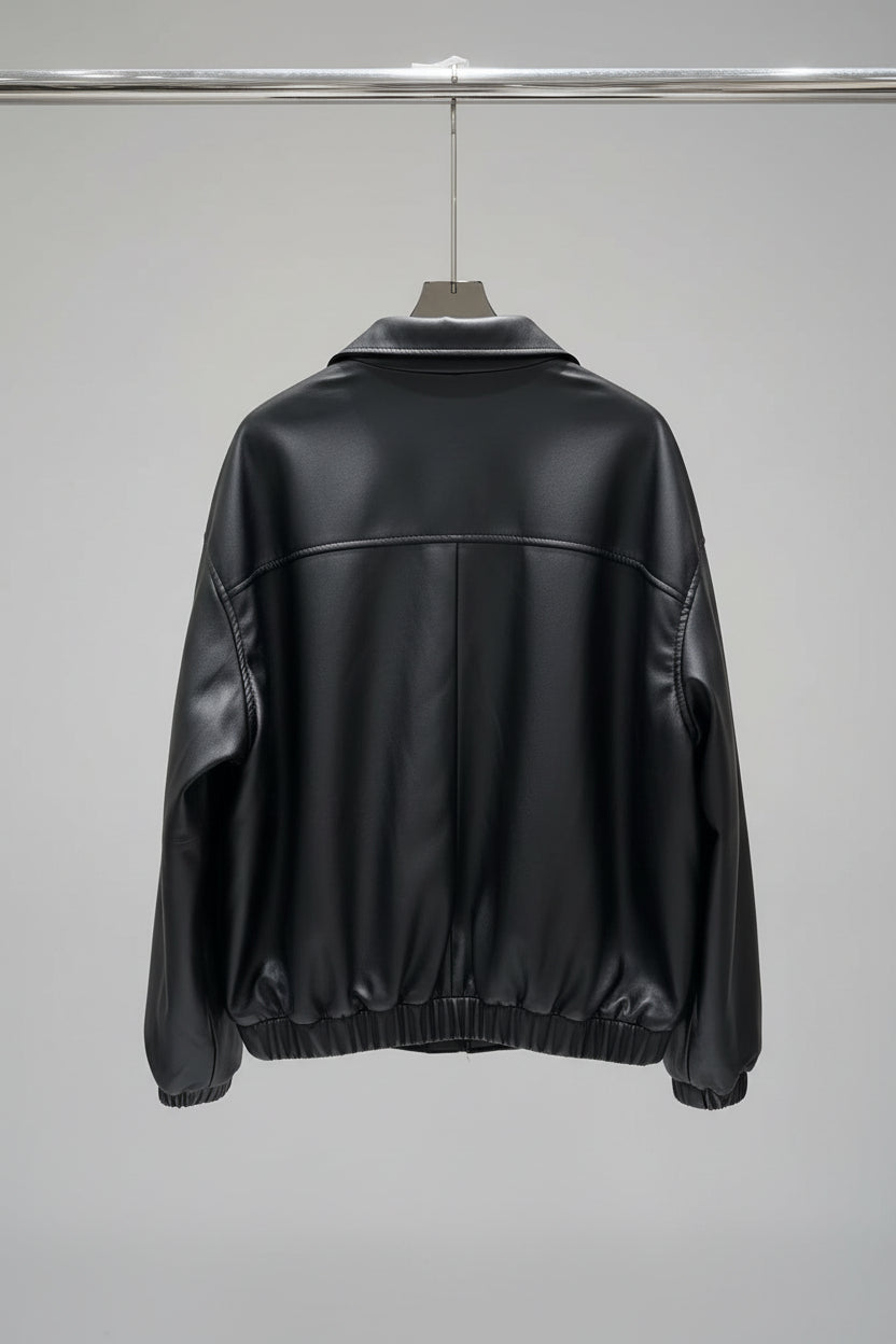Oversized Luxe Leather Look Bomber Jacket