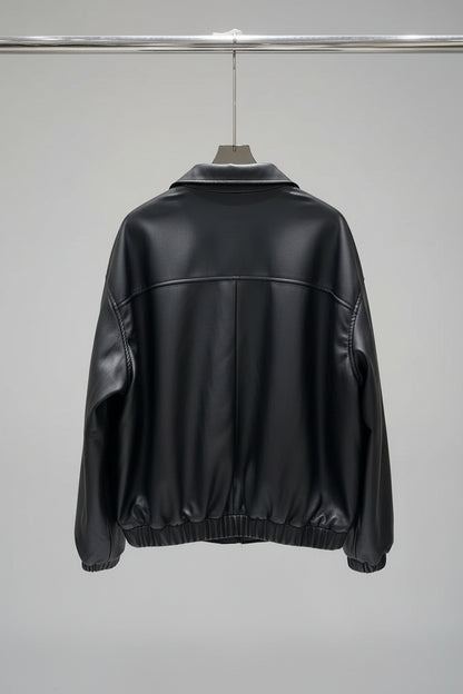Oversized Luxe Leather Look Bomber Jacket