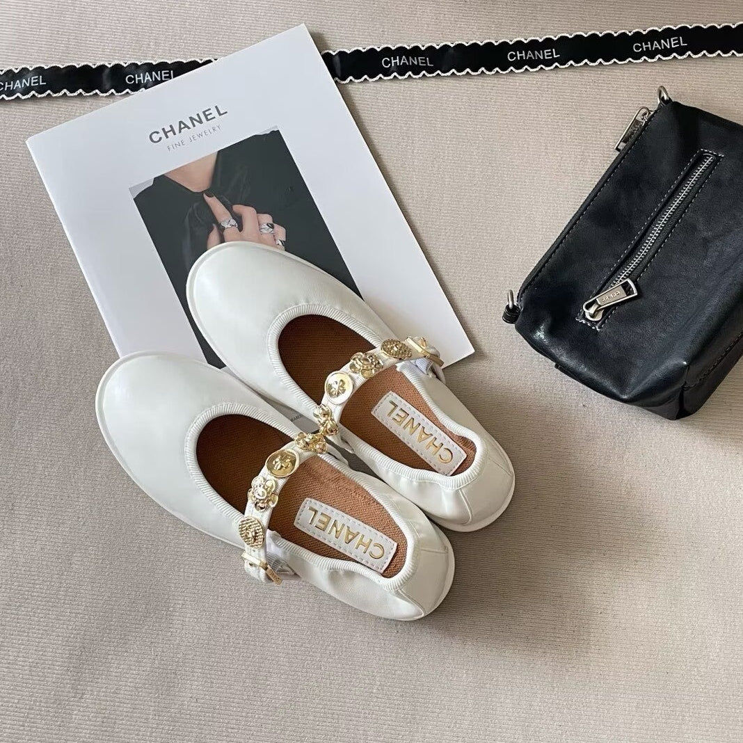 Charm-Strap Ballerina Flats