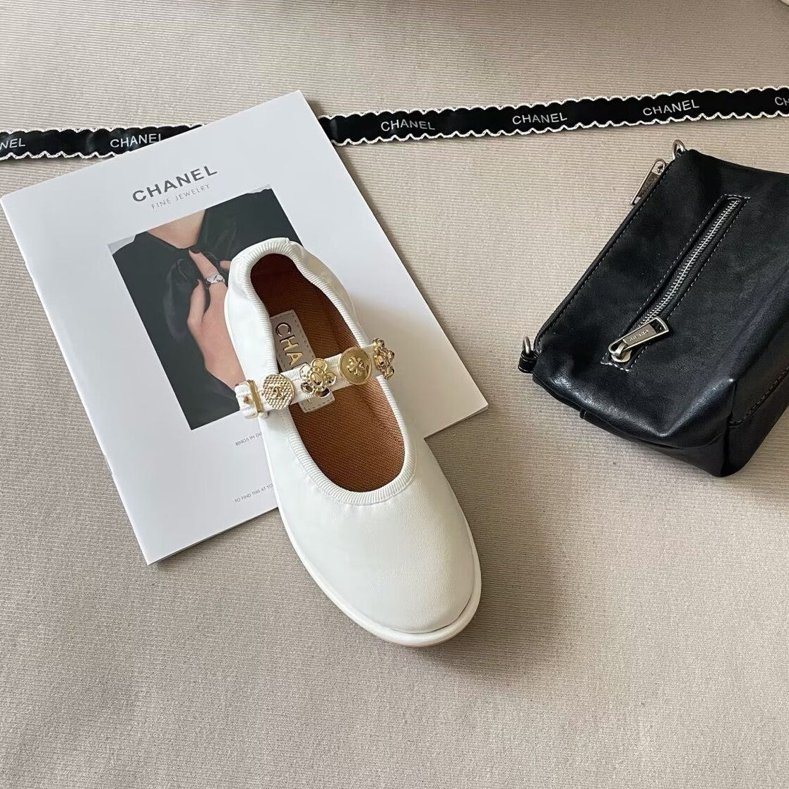 Charm-Strap Ballerina Flats