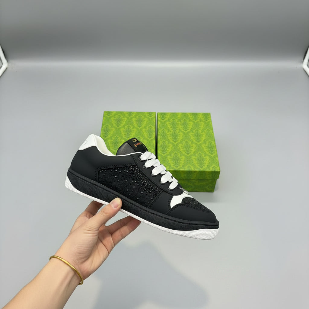 Screener Sneaker with Crystals - Black
