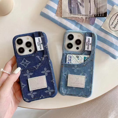 Mono Denim Luxe iPhone Case with pocket
