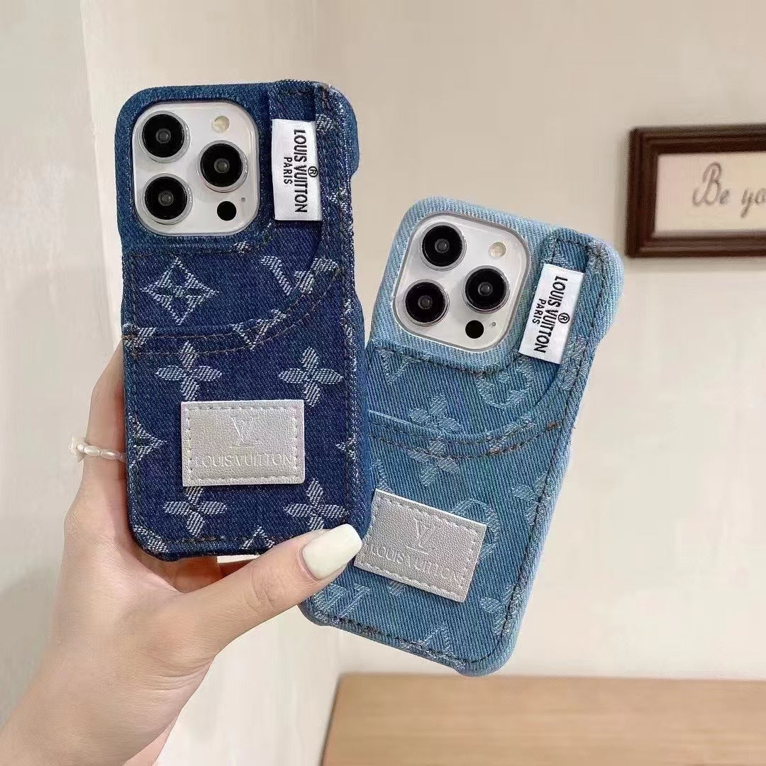 Mono Denim Luxe iPhone Case with pocket