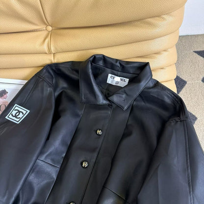 Oversized Luxe Leather Look Bomber Jacket