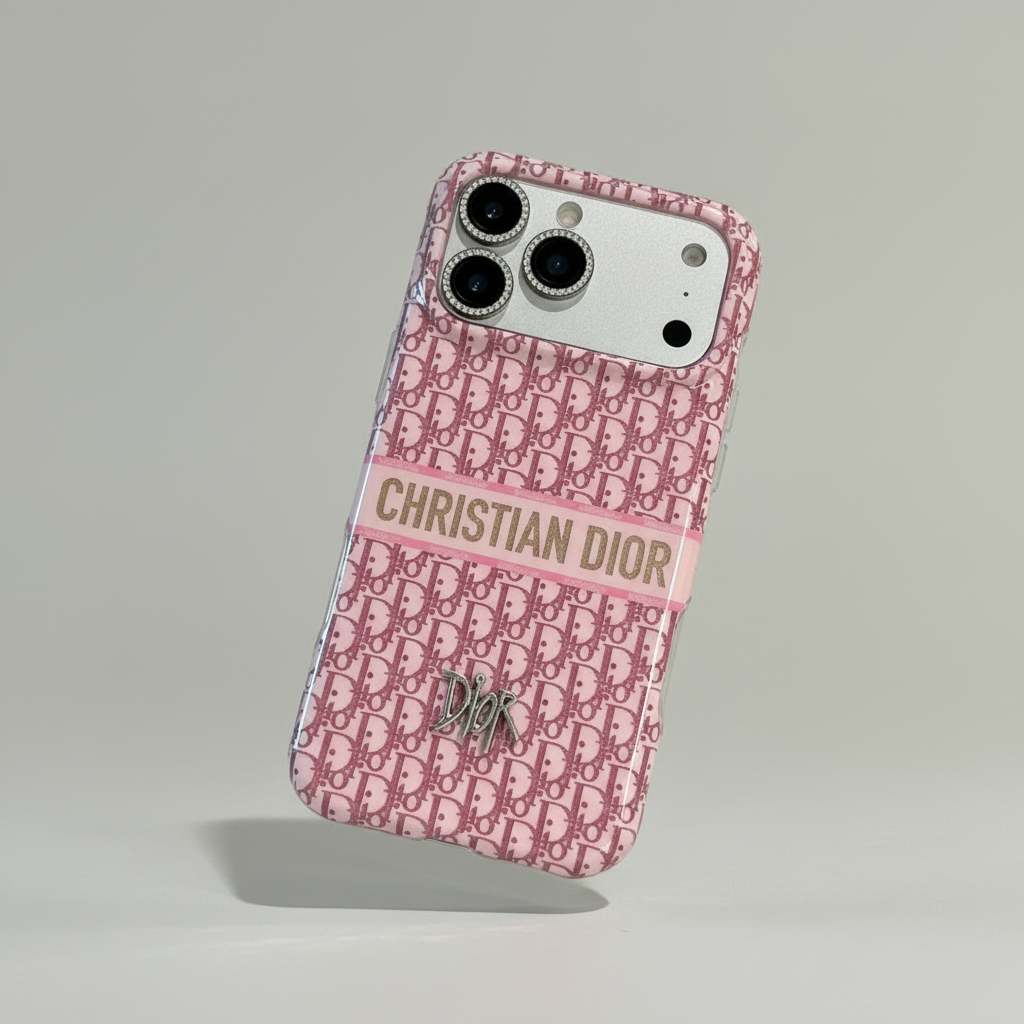 CD Pink Luxury iPhone Case with Logo