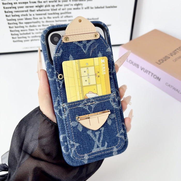 Monogram Denim Phone Case with Card Holder
