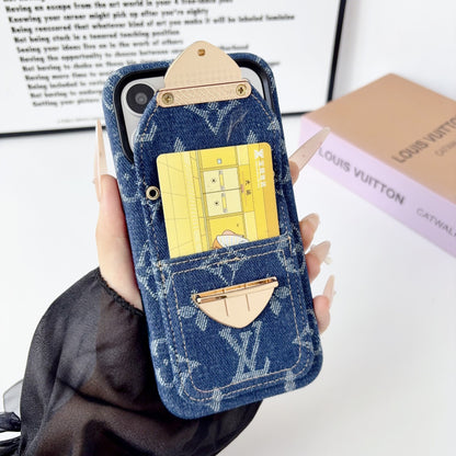 Monogram Denim Phone Case with Card Holder