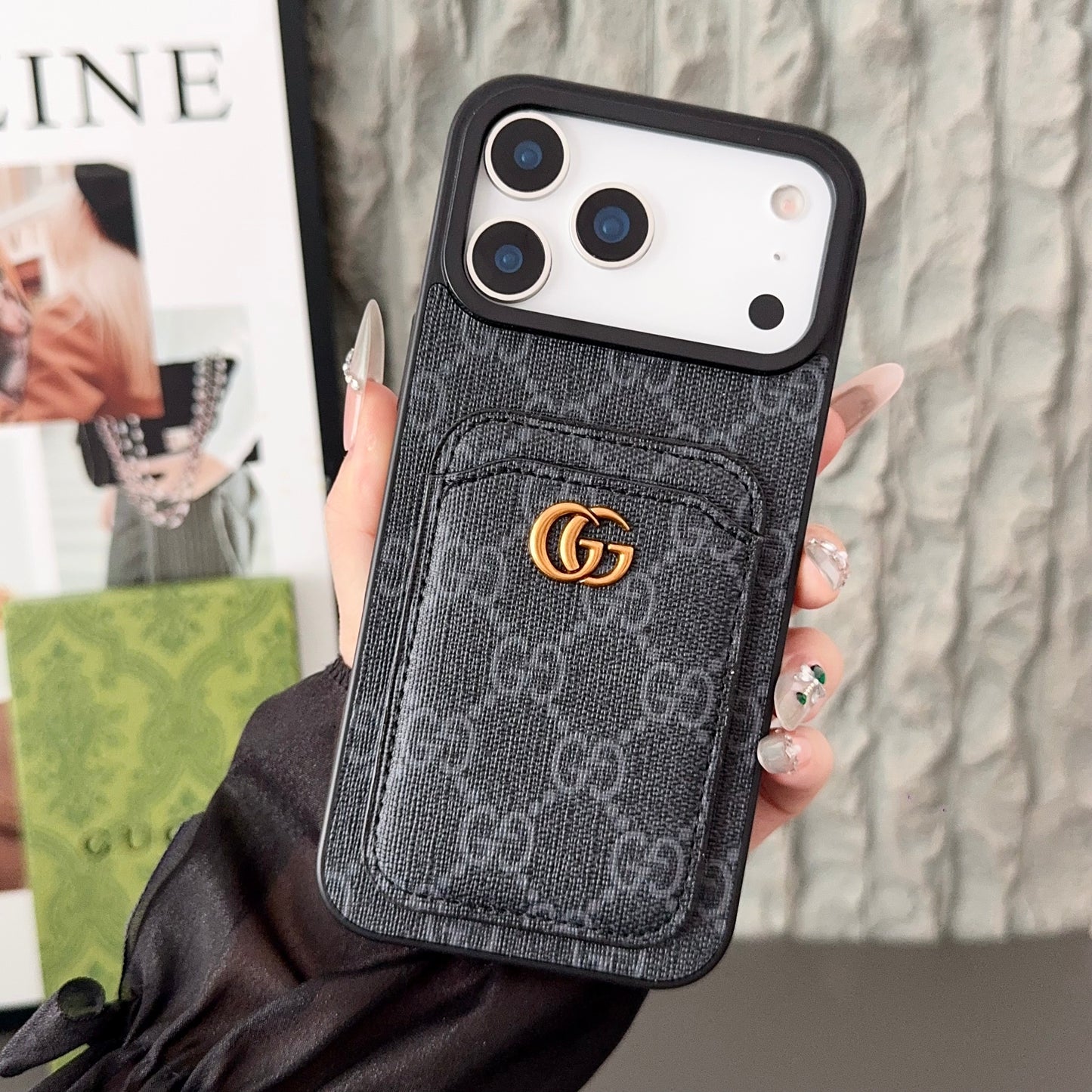 Designer Canvas iPhone Case with Card Holder