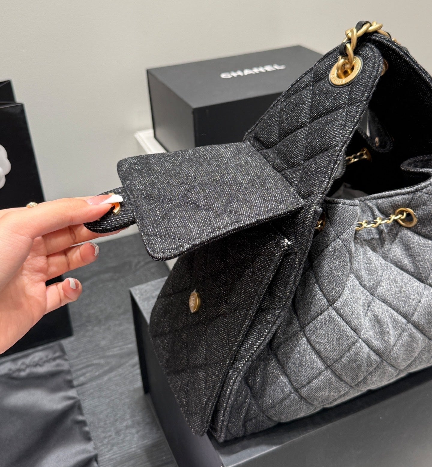Washed Black Denim 25 Bag - Small