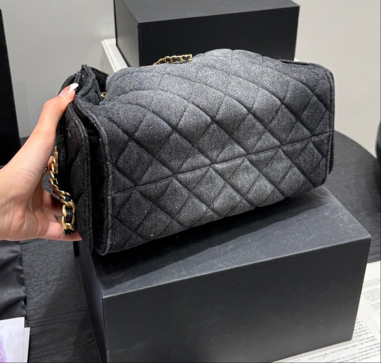 Washed Black Denim 25 Bag - Small