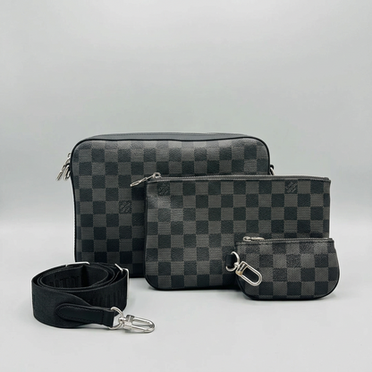 Trio Messenger Bag -Black Check