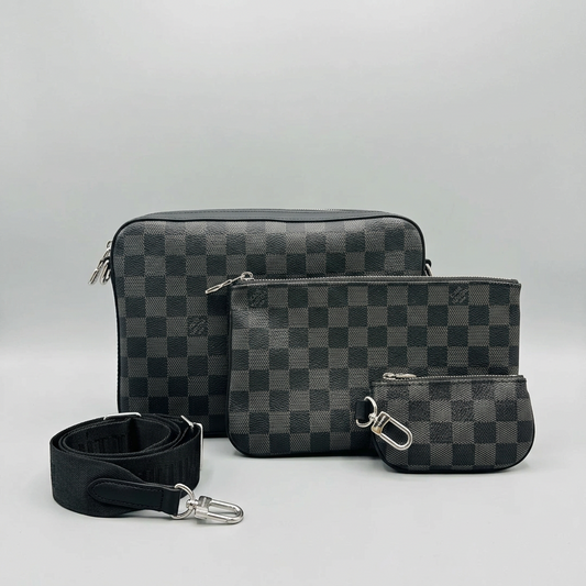 Trio Messenger Bag -Black Check