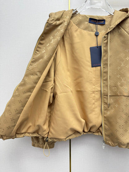 Monogram Windbreaker Jacket - Tan/Gold