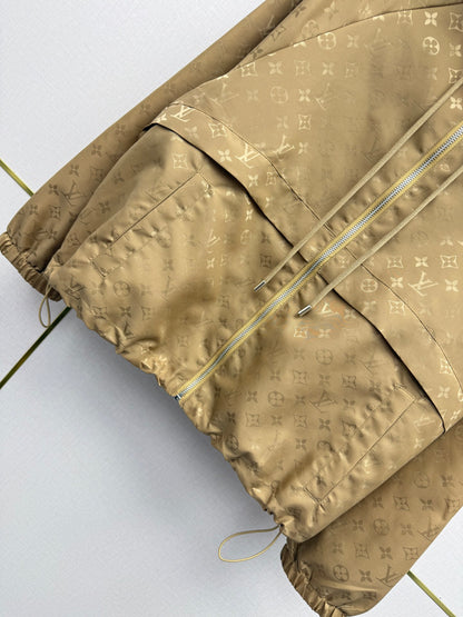 Monogram Windbreaker Jacket - Tan/Gold