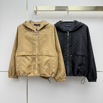 Monogram Windbreaker Jacket - Tan/Gold