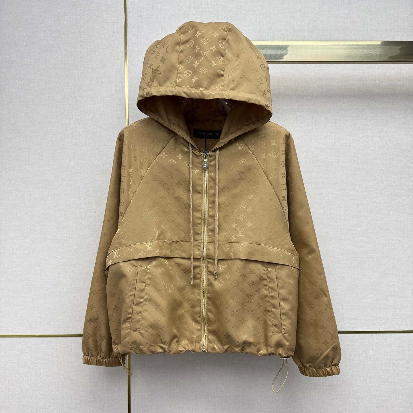 Monogram Windbreaker Jacket - Tan/Gold