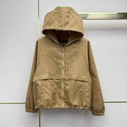 Monogram Windbreaker Jacket - Tan/Gold