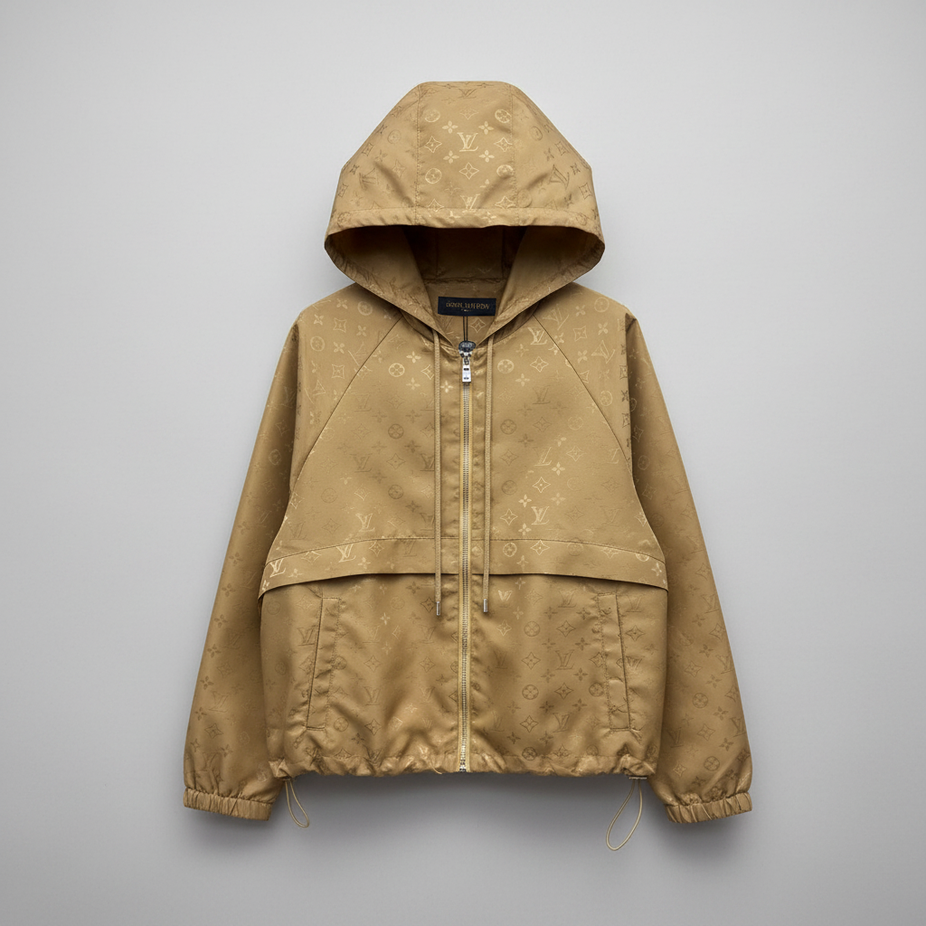 Monogram Windbreaker Jacket - Tan/Gold