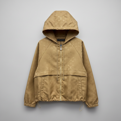 Monogram Windbreaker Jacket - Tan/Gold