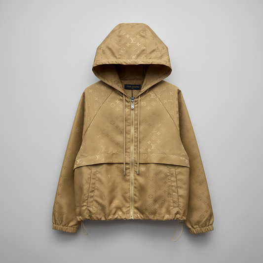 Monogram Windbreaker Jacket - Tan/Gold