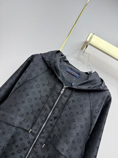 Monogram Windbreaker Jacket - Black