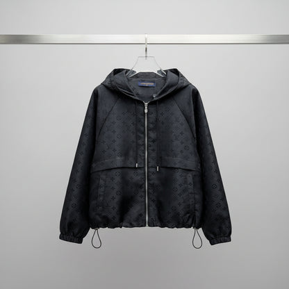 Monogram Windbreaker Jacket - Black
