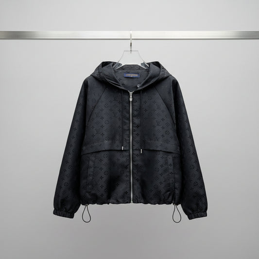 Monogram Windbreaker Jacket - Black