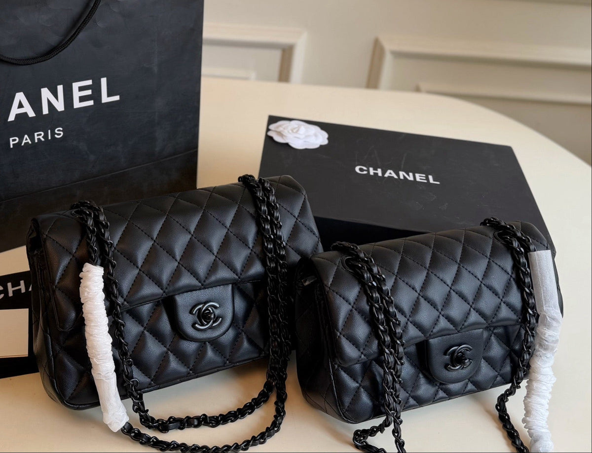 So Black Double Flap Bag - Lambskin